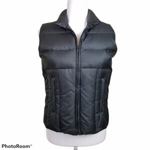 Banana Republic Puffer Vest S Small Black Down Blend Quilted Full Zip Athleisure